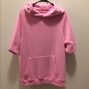 pink half sleeve hoodie